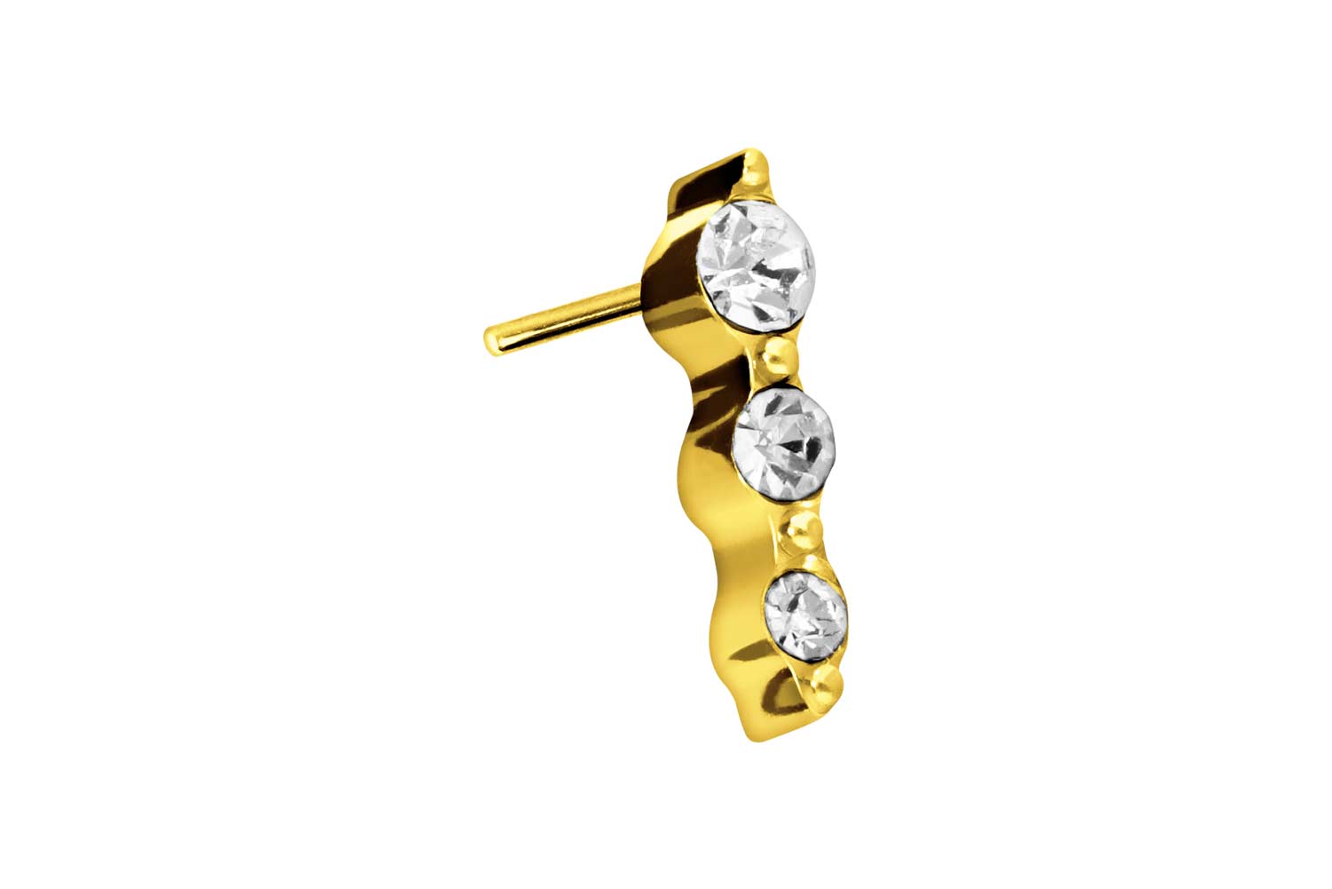 Titan Aufsatz mit Push Pin 3 KRISTALLE ++SALE++ von Piercingline